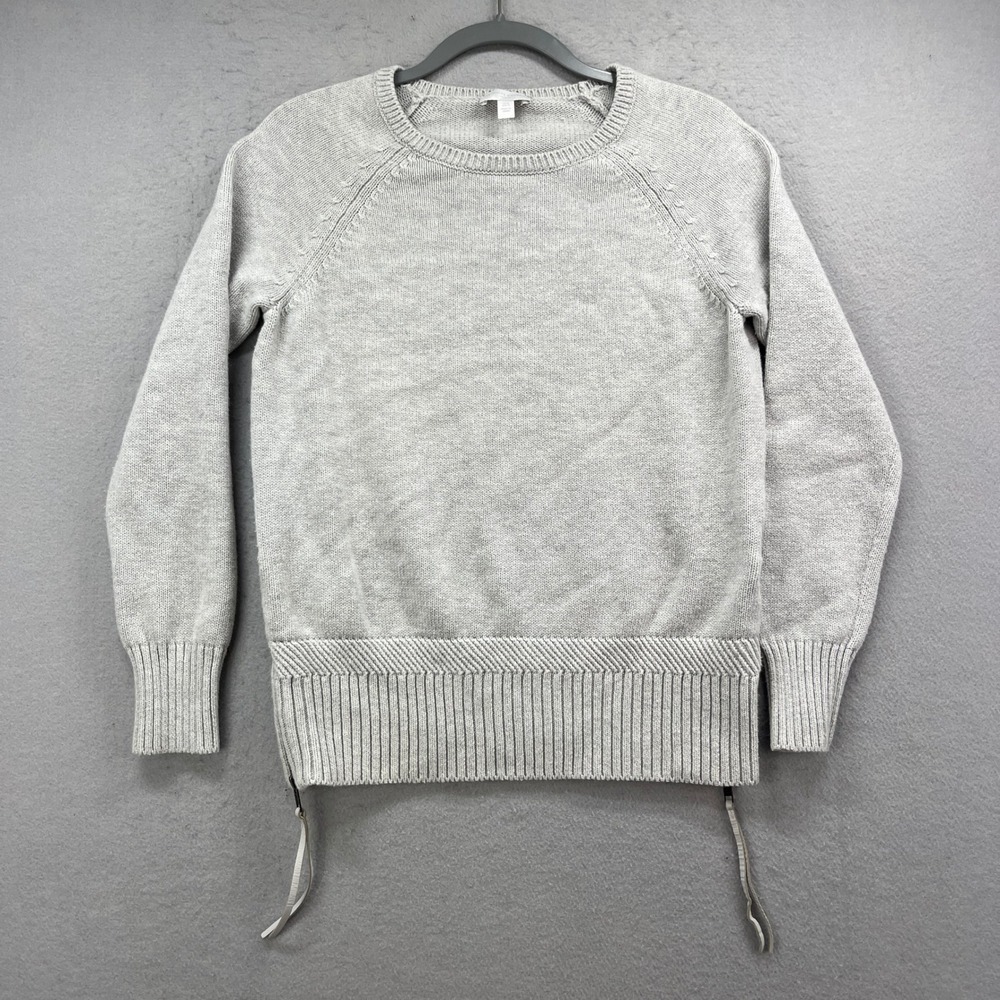 The White Company Sweater Womens‎ M Gray Merino Wool Cotton Knit Pullover Cozy